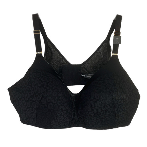 New Torrid 360 Back Smoothing Wire Free Lightly Lined Bra Black Leopard Sz 46C - Picture 2 of 8